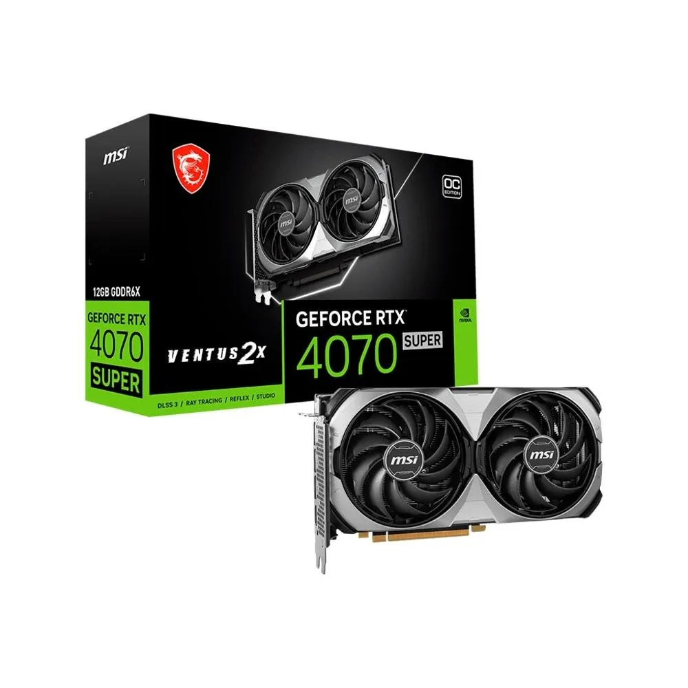 (Conta Nova)Placa De Vdeo Rtx 4070 Super Msi 12g Ventus 2x Oc Nvidia Geforce, 12gb Gddr6x, Dlss, Ray Tracing